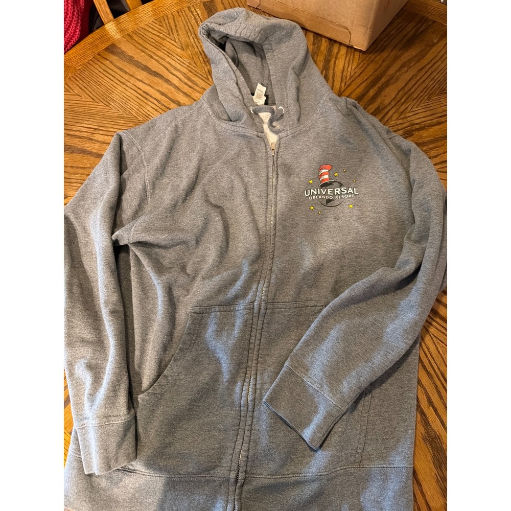 Universal Orlando Resort Dr Seuss Characters Gray Zip Up Hoodie Mens Large